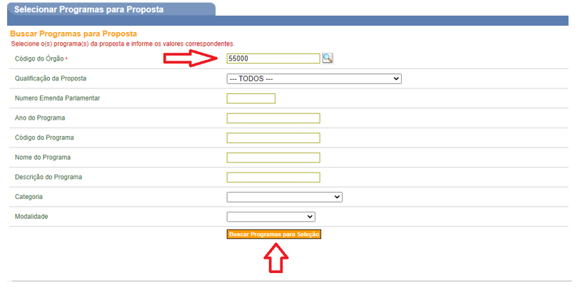 # Plataforma + Brail - Cadastramento de Propostas